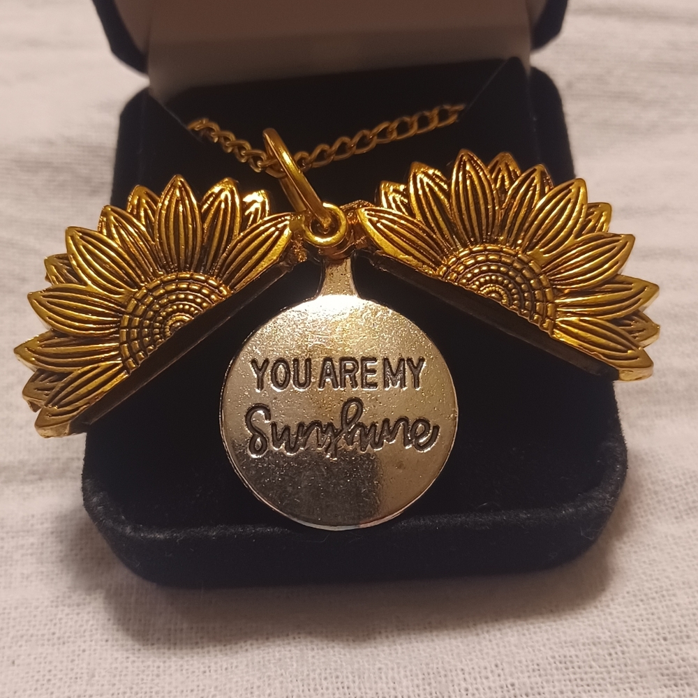Flower Locket with "You are my Sunshine" Charm